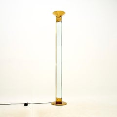 Vintage Italian Brass and Glass Floor Lamp by Max Baguara for Lamperti