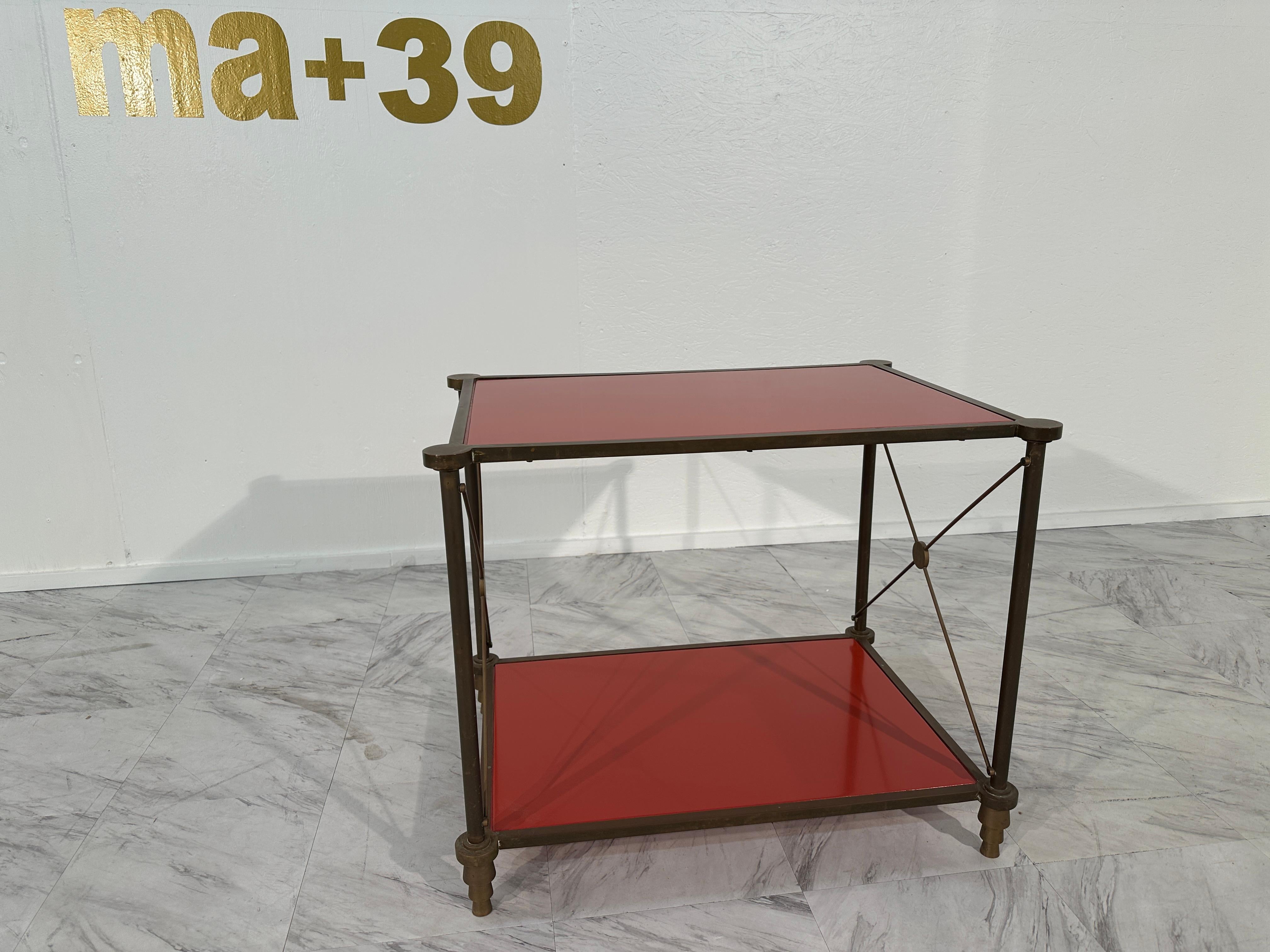 Mid-Century Modern Vintage Italian Brass and Glass Side Table 1980s For Sale