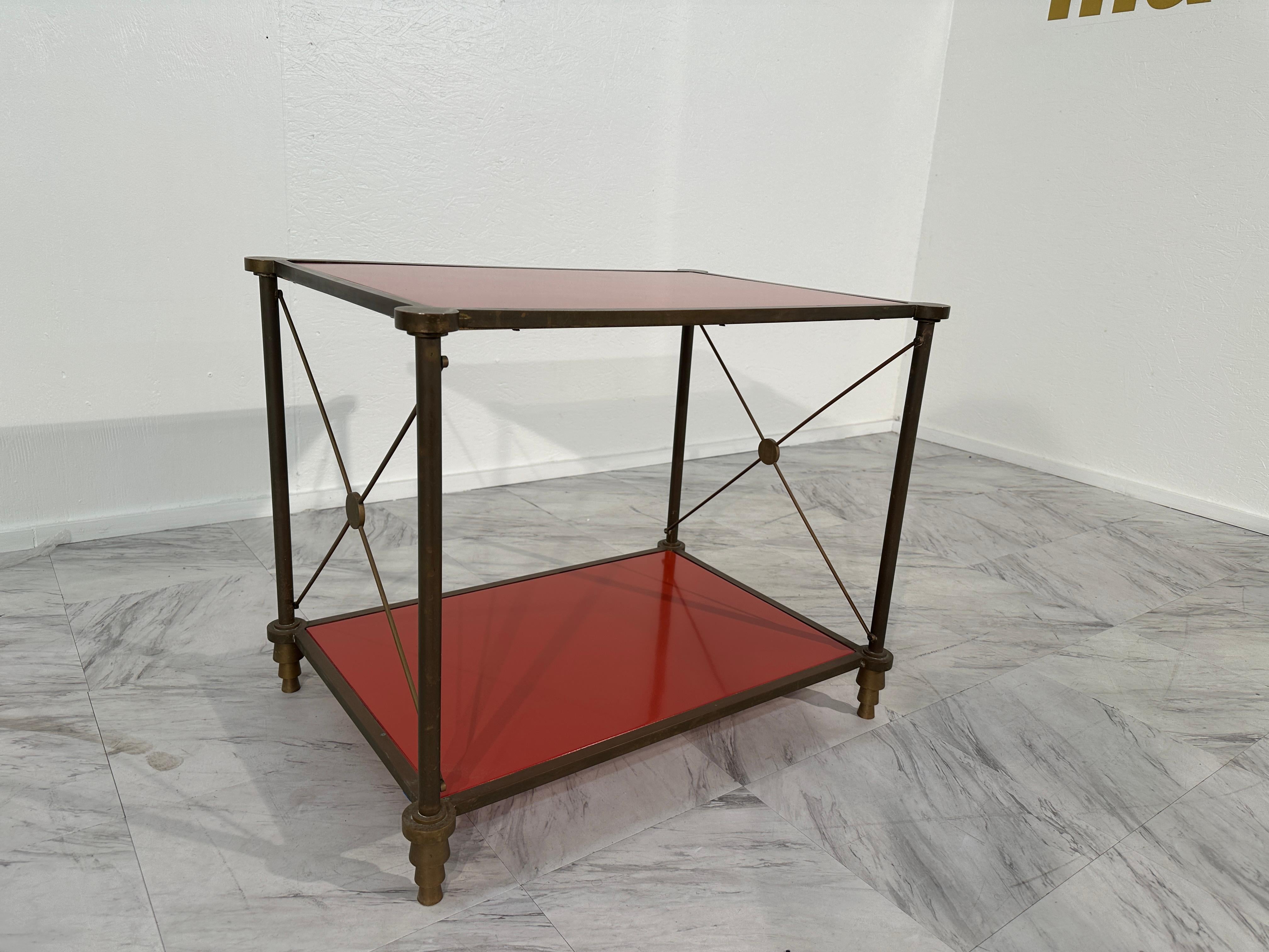 Vintage Italian Brass and Glass Side Table 1980s For Sale 2