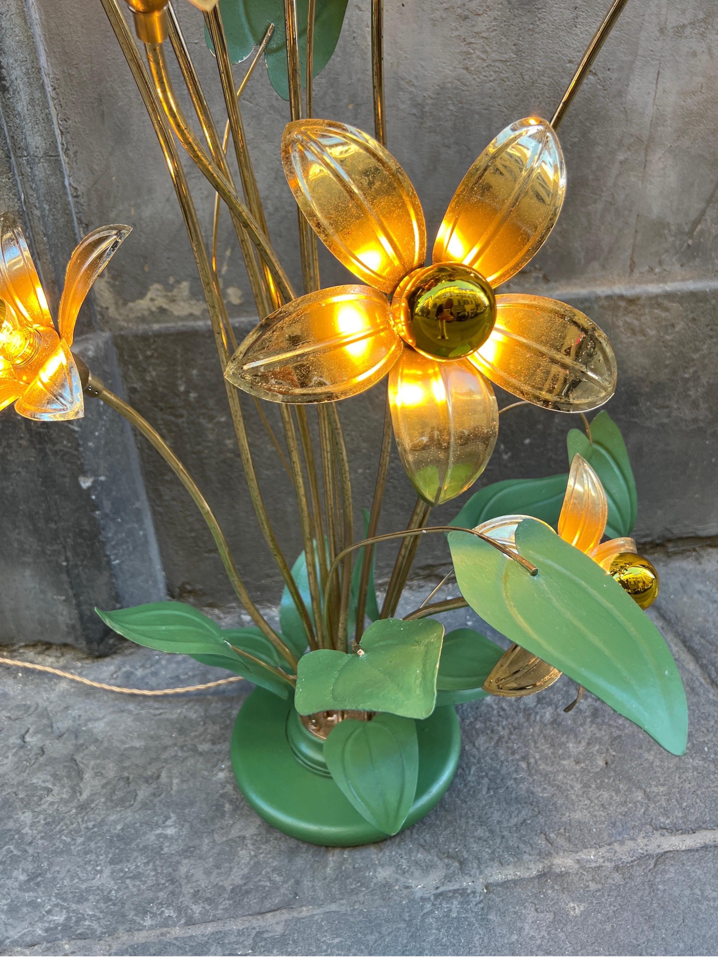 brass flower floor lamp