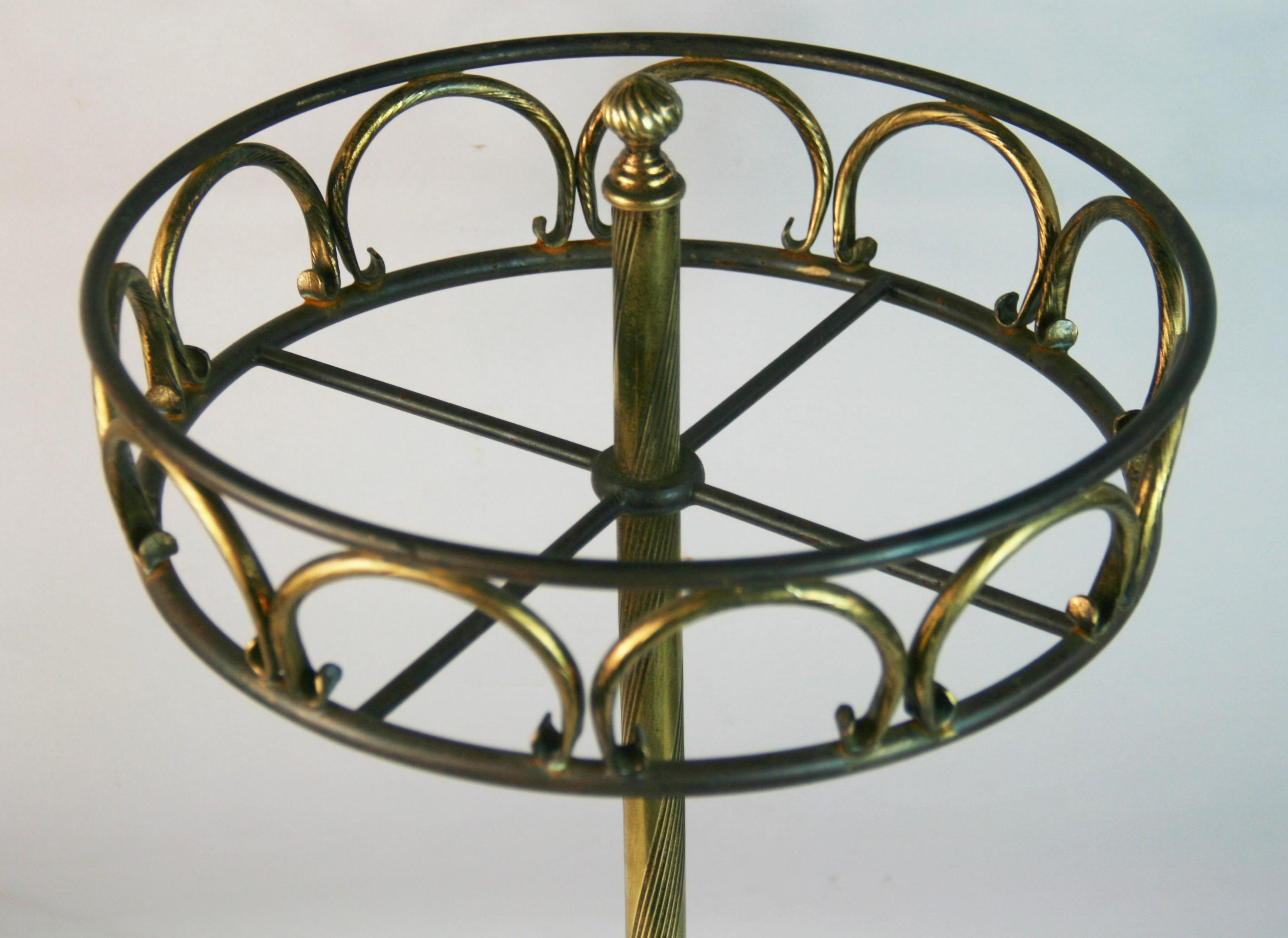 Mid-20th Century Vintage Italian Brass and Iron  Umbrella /Stick Stand 1960's For Sale