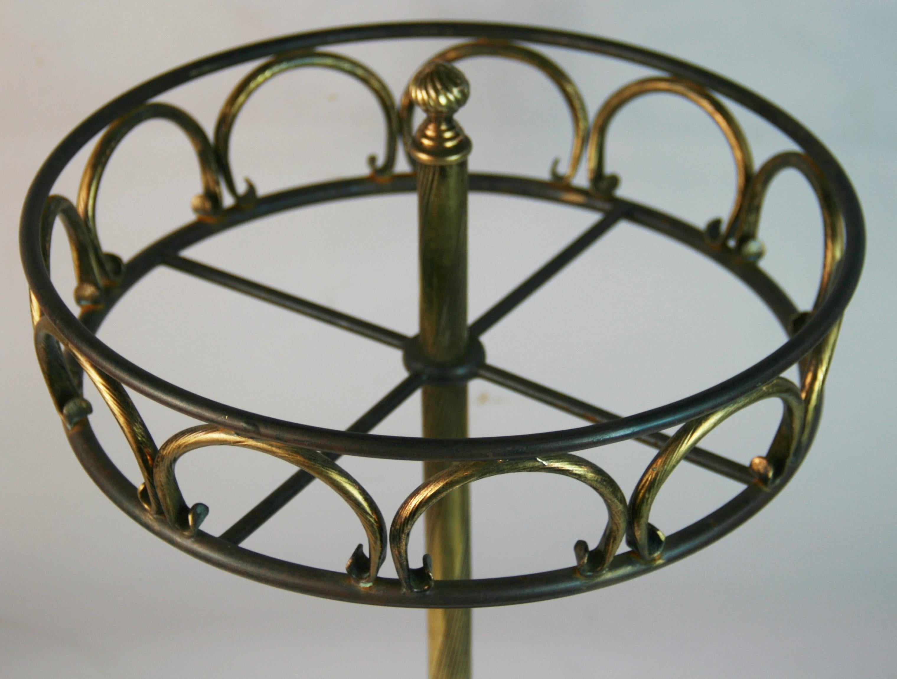 Vintage Italian Brass and Iron  Umbrella /Stick Stand 1960's For Sale 2