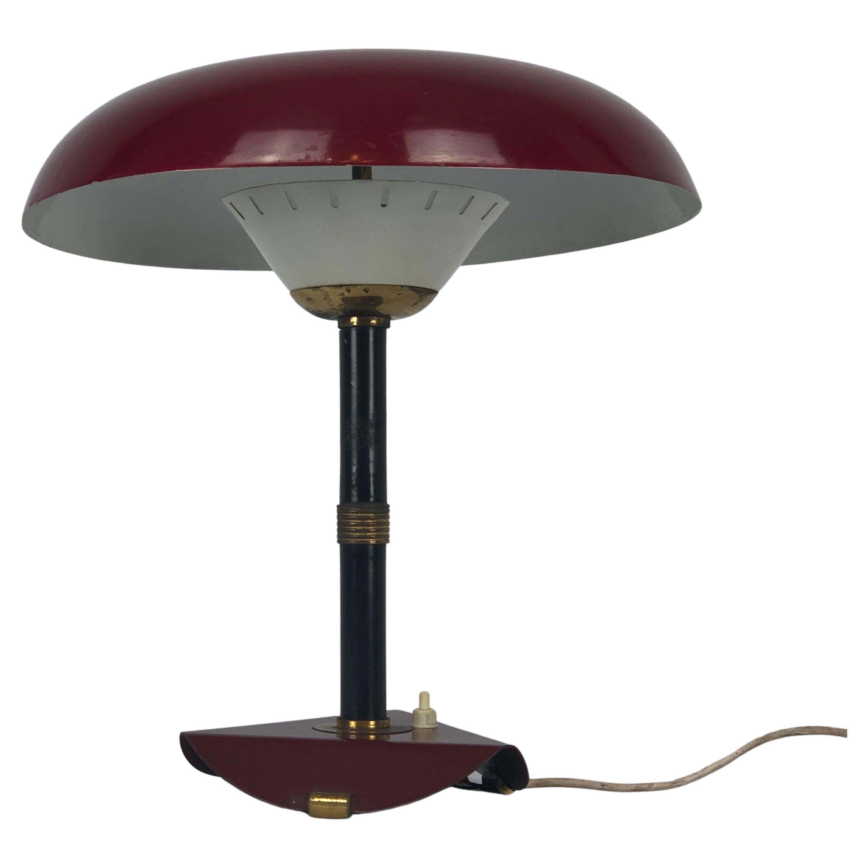 Lampe de bureau italienne vintage en laiton et laque, années 50