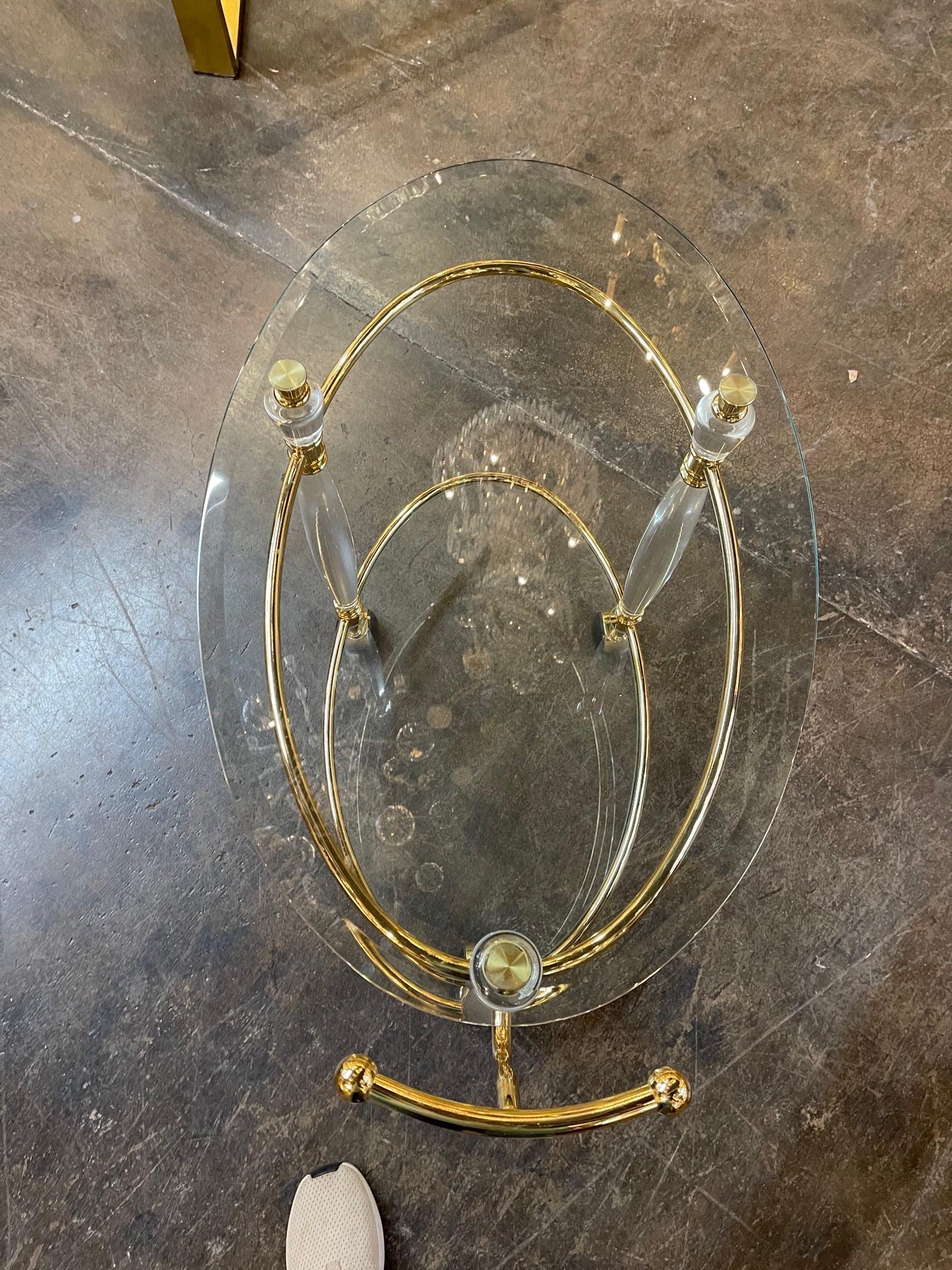 20th Century Vintage Italian Brass and Lucite Bar Cart