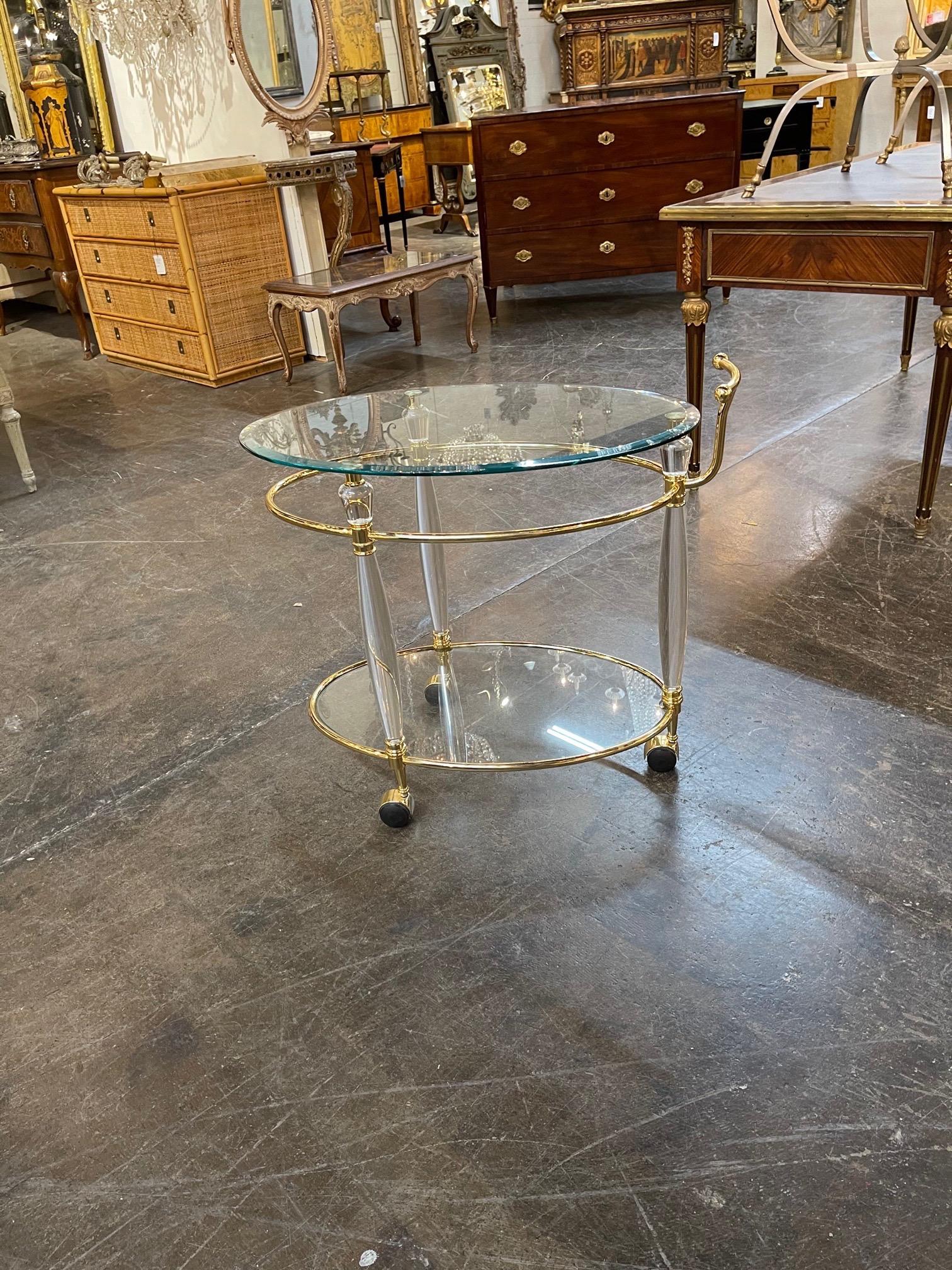 Vintage Italian Brass and Lucite Bar Cart 1