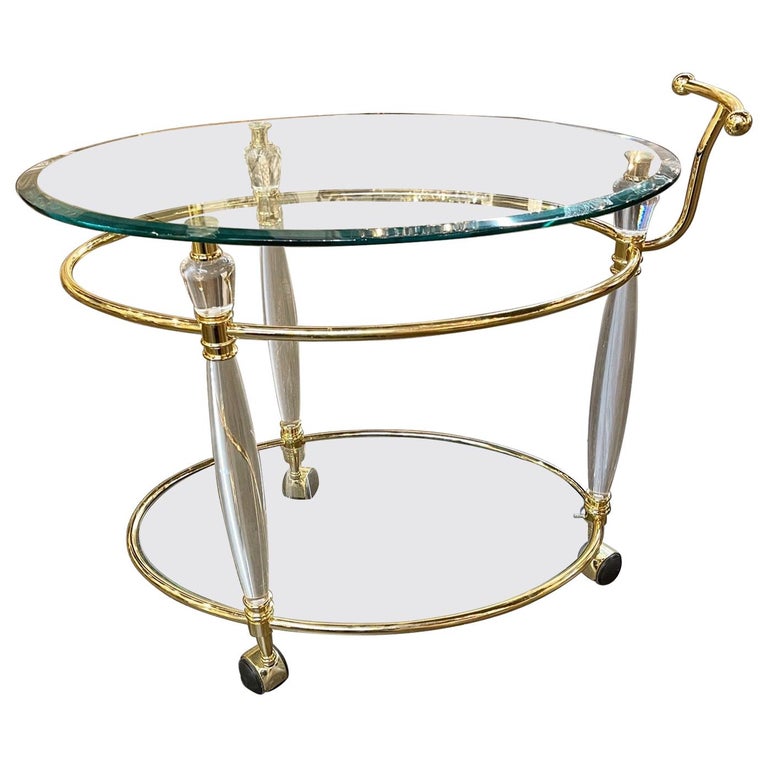 Vintage Italian Brass and Lucite Bar Cart at 1stDibs