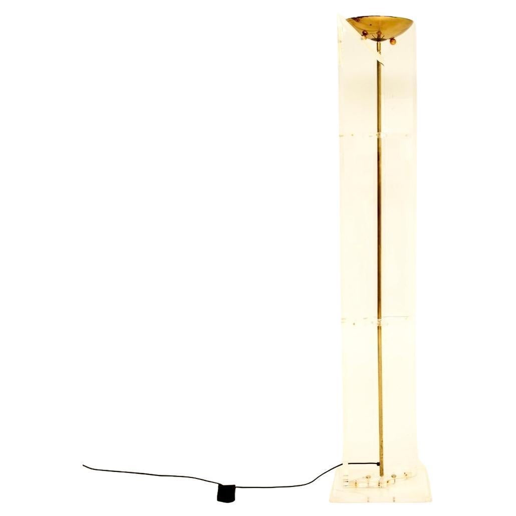 Vintage Italian Brass and Lucite Floor Lamp