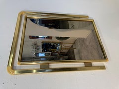 Vintage Italian Brass and Lucite Wall Mirror 1970s