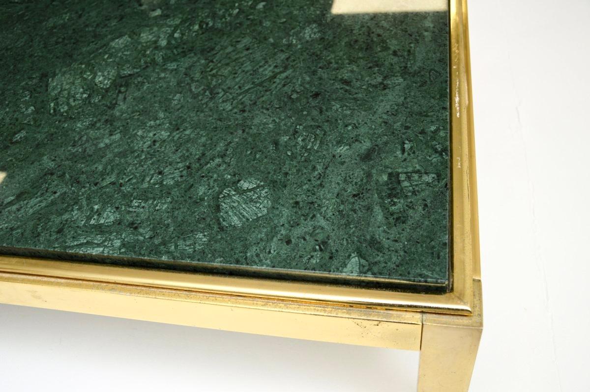 Vintage Italian Brass and Marble Coffee Table For Sale 1
