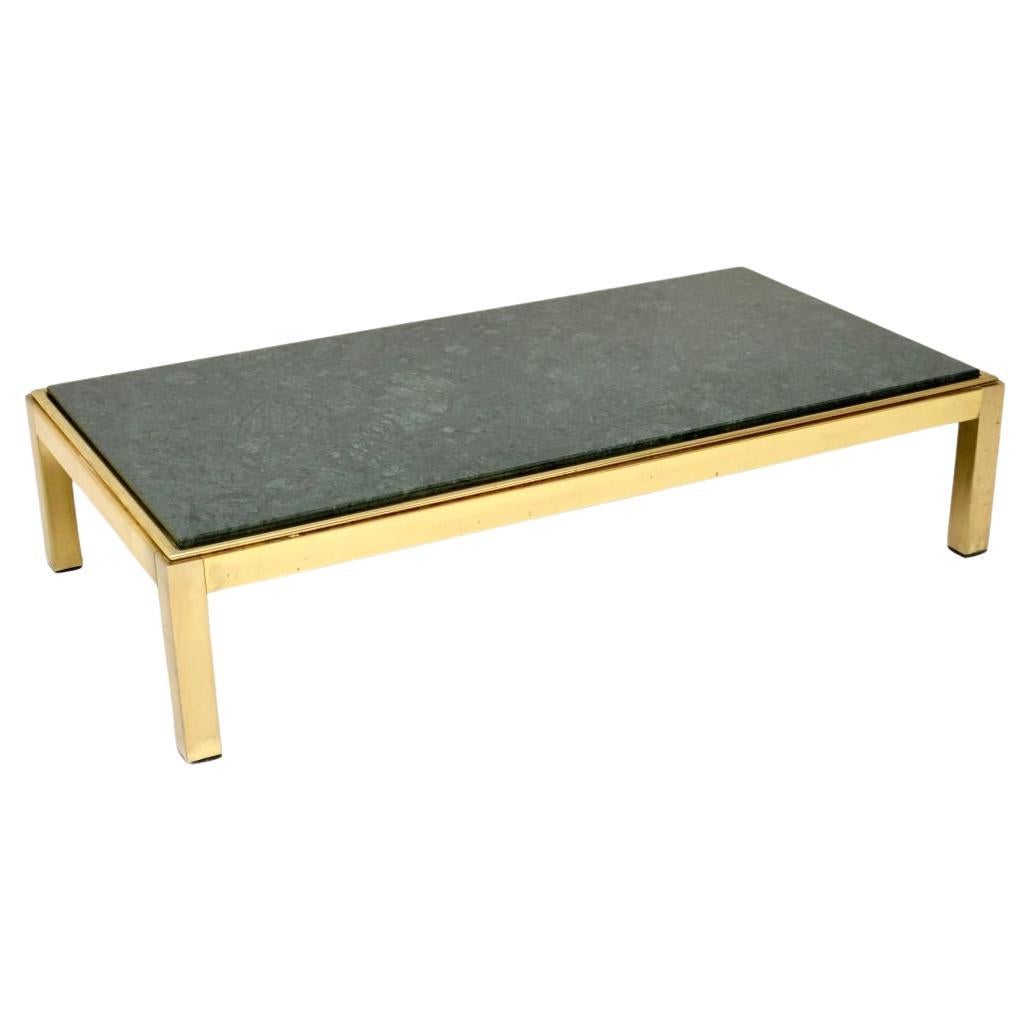 Vintage Italian Brass and Marble Coffee Table For Sale