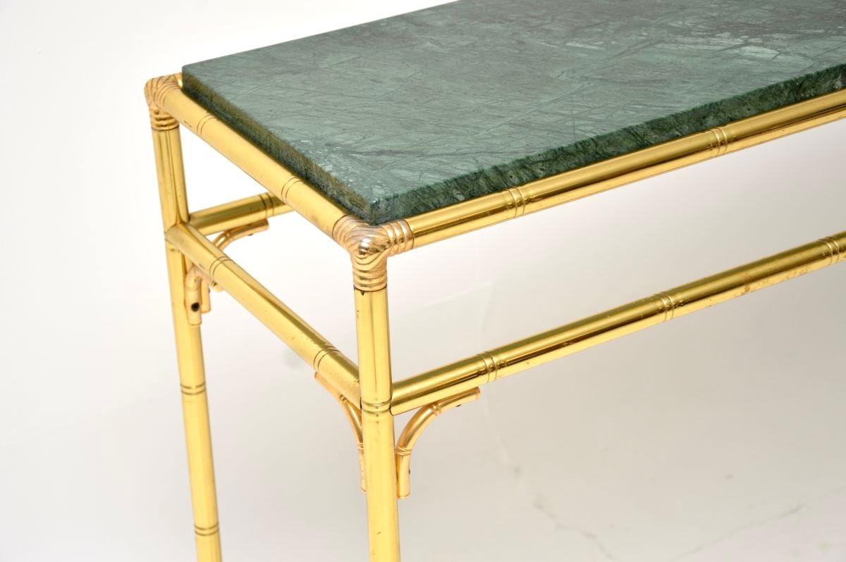 Vintage Italian Brass and Marble Console Table For Sale 1