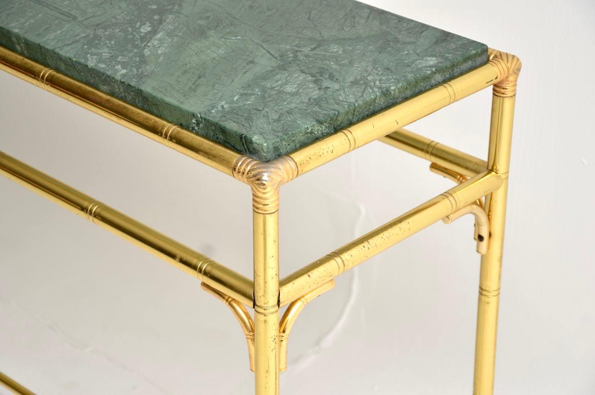 Vintage Italian Brass and Marble Console Table For Sale 2