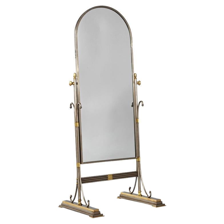 Specchio chevale italiano d
epoca in ottone e metallo di Alberto Orlandi in vendita