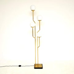 Vintage Italian Brass and Opaline Glass Floor Lamp by Goffredo Reggiani