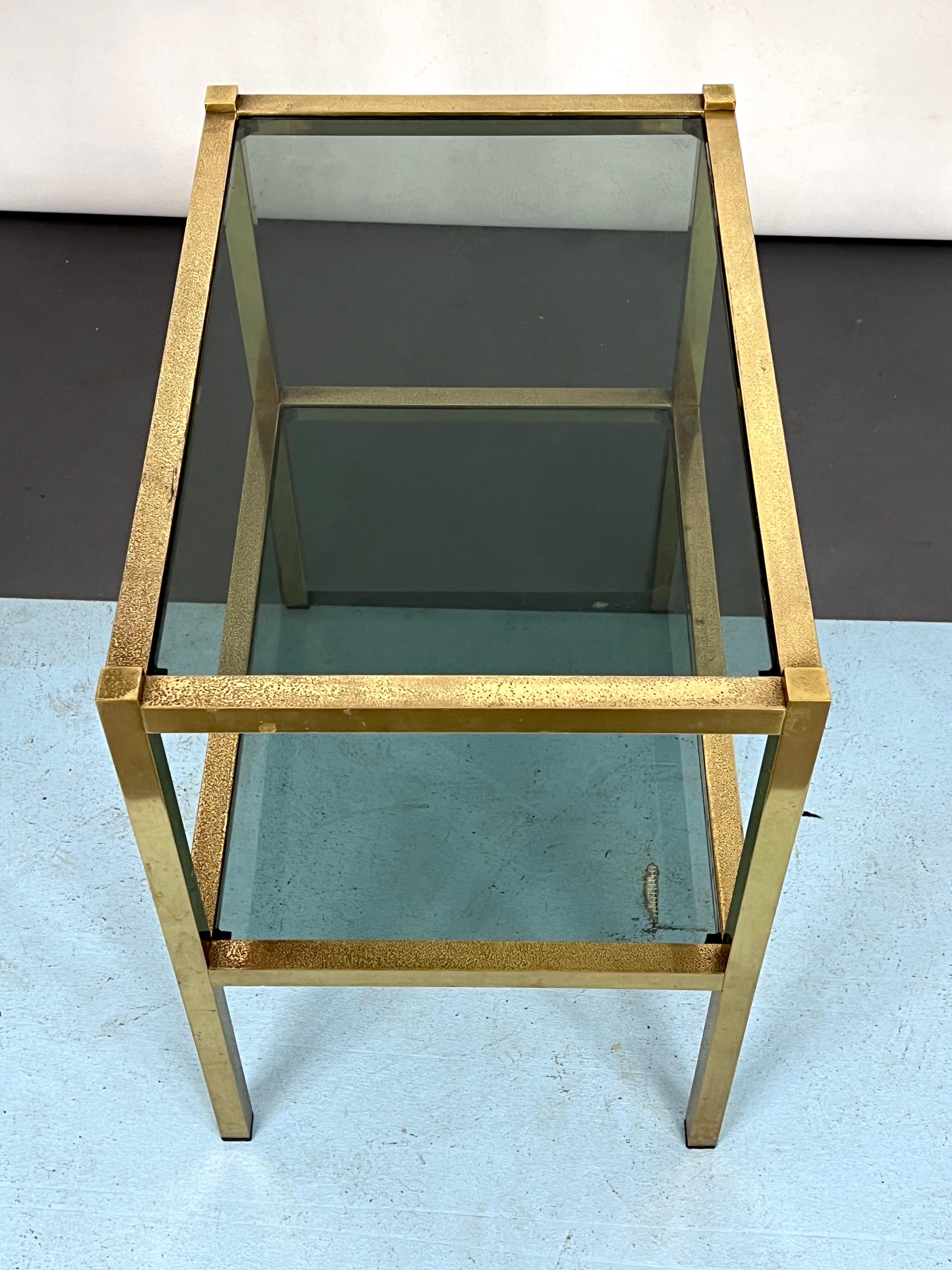 Vintage Italian Brass and Smoked Glass Side Table from 70s For Sale 5