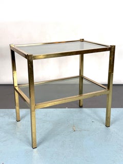 Vintage Italian Brass and Smoked Glass Side Table from 70s