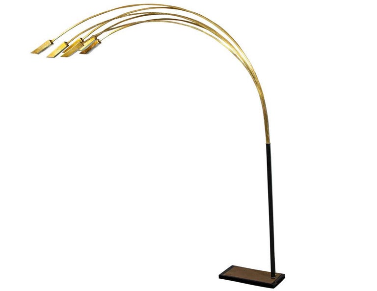 Vintage Italian Brass Arc Floor Lamp, Mid Century Brass Arc Floor Lamp