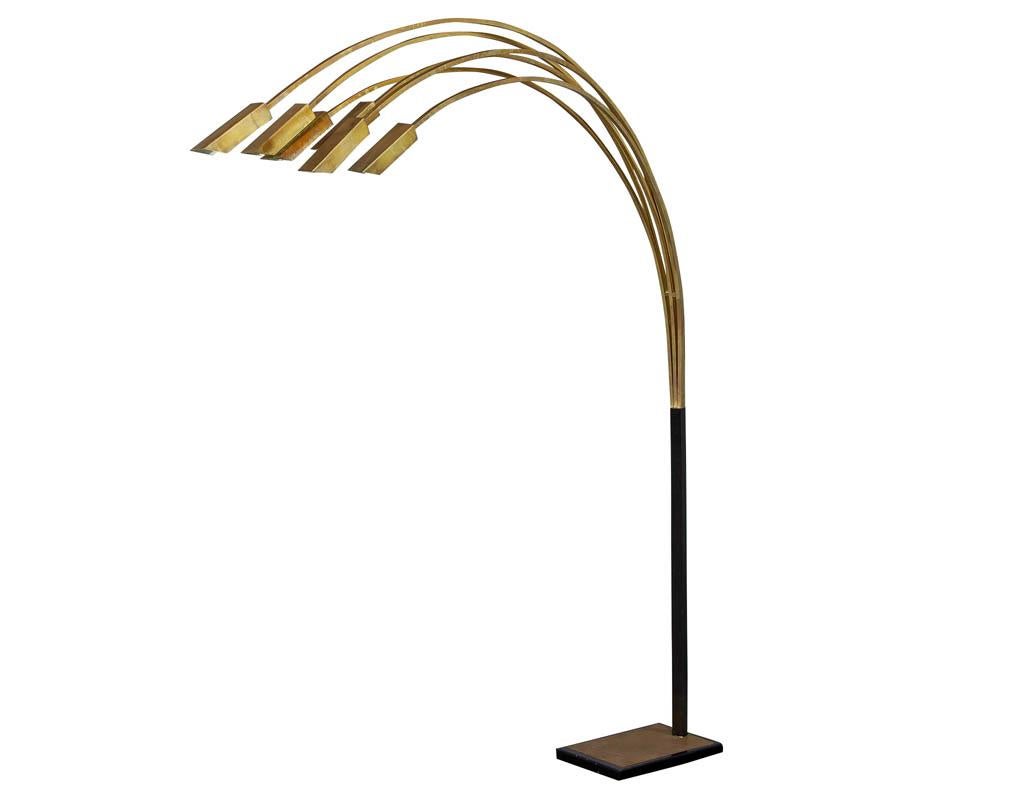 Modern Vintage Italian Brass Arc Floor Lamp