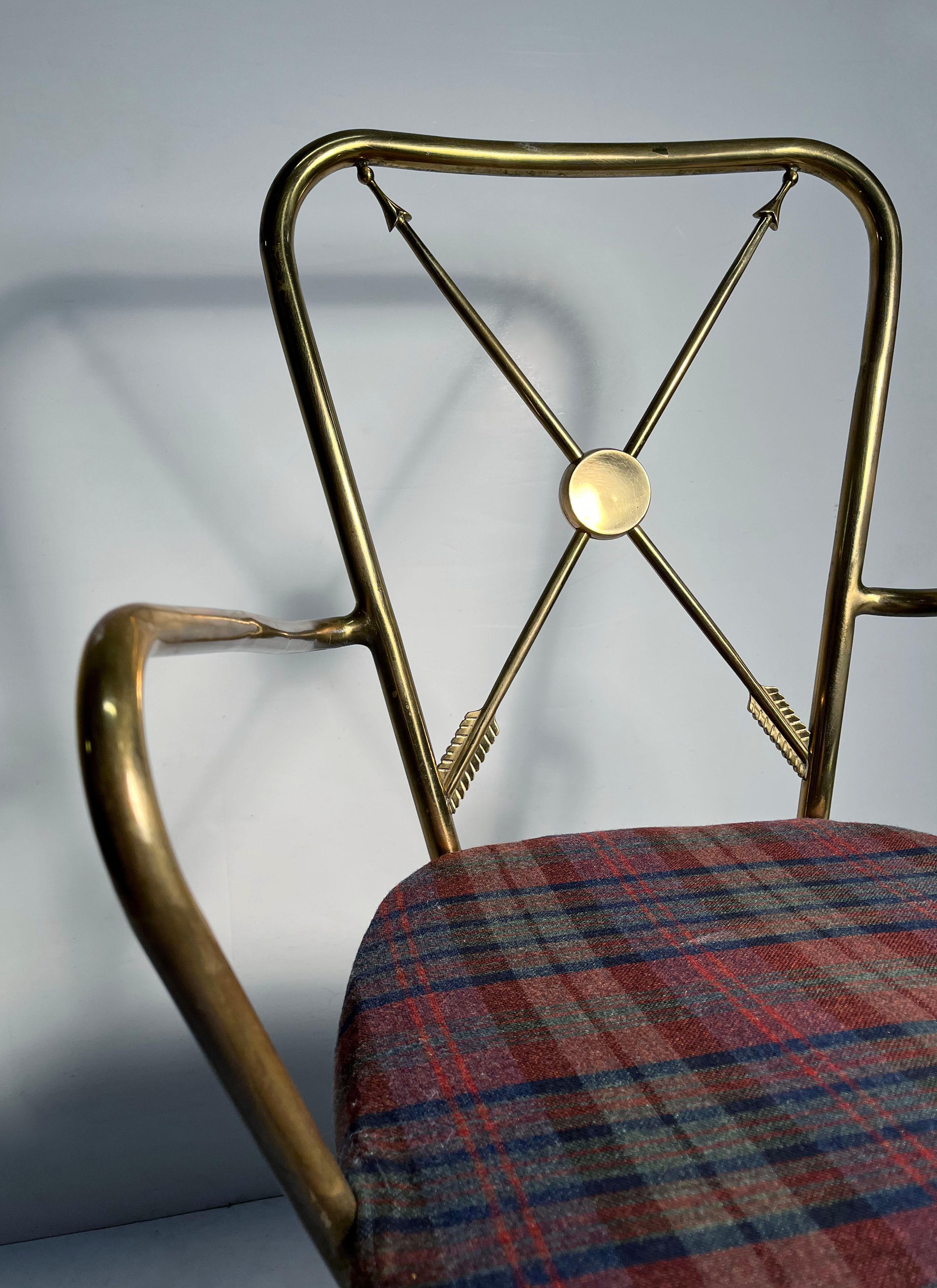 Fauteuil d'appoint / de bureau vintage italien à motif d'Arrows en laiton Bon état - En vente à Chicago, IL