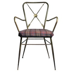 Vintage Italian Brass Arrows Motif Side / Desk Armchair