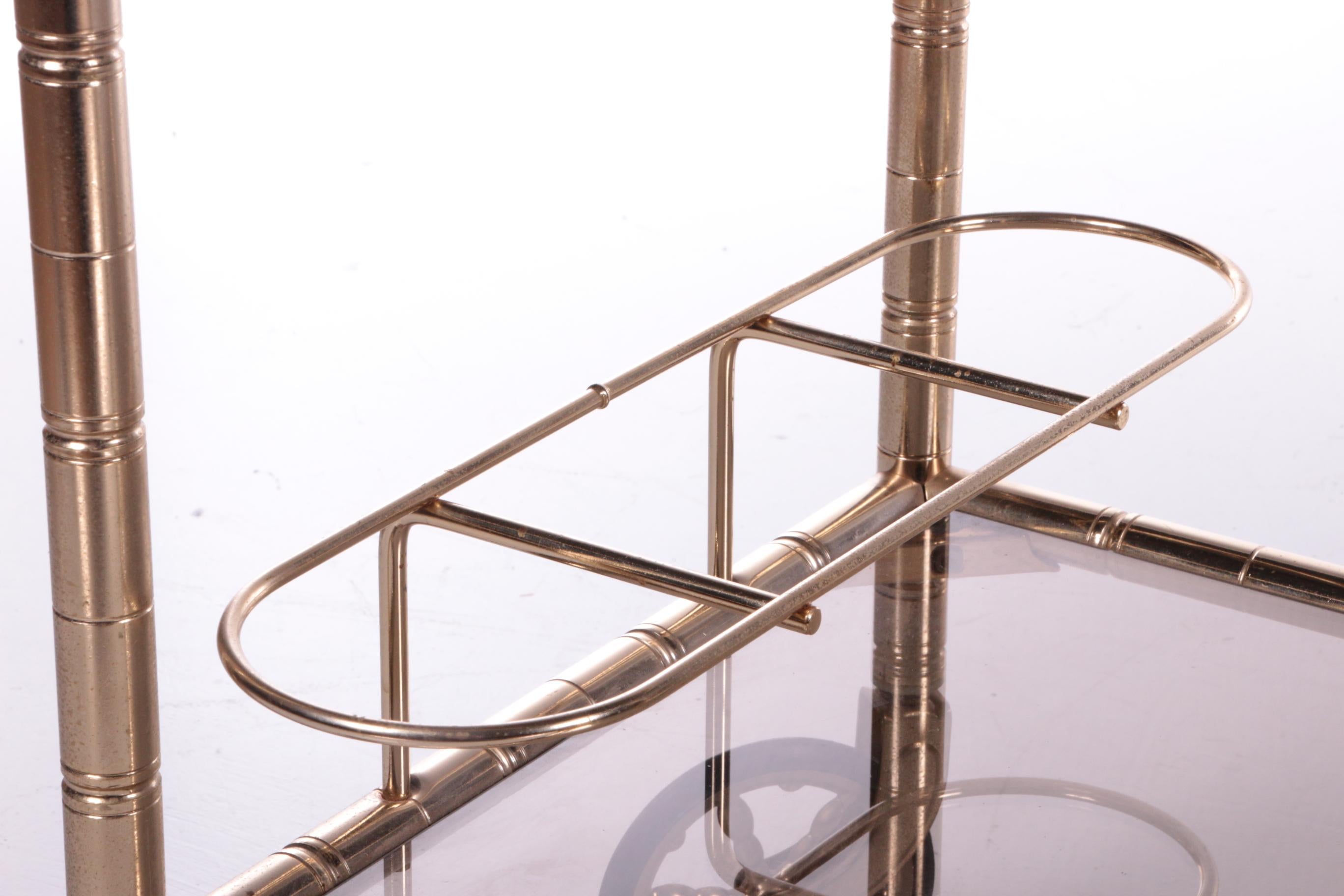 Vintage Italian Brass Bamboo Gold Trolley, 1970s 6