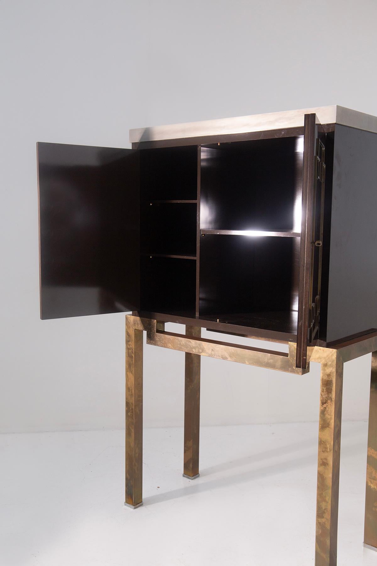 Vintage Italian brass bar cabinet in Art Decò style 4