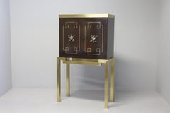 Vintage Italian brass bar cabinet in Art Deco style