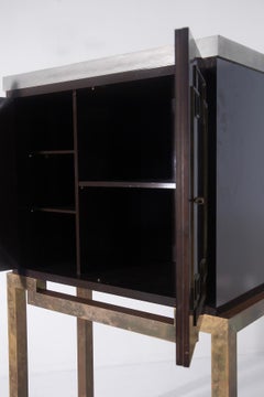 Vintage Italian brass bar cabinet in Art Decò style