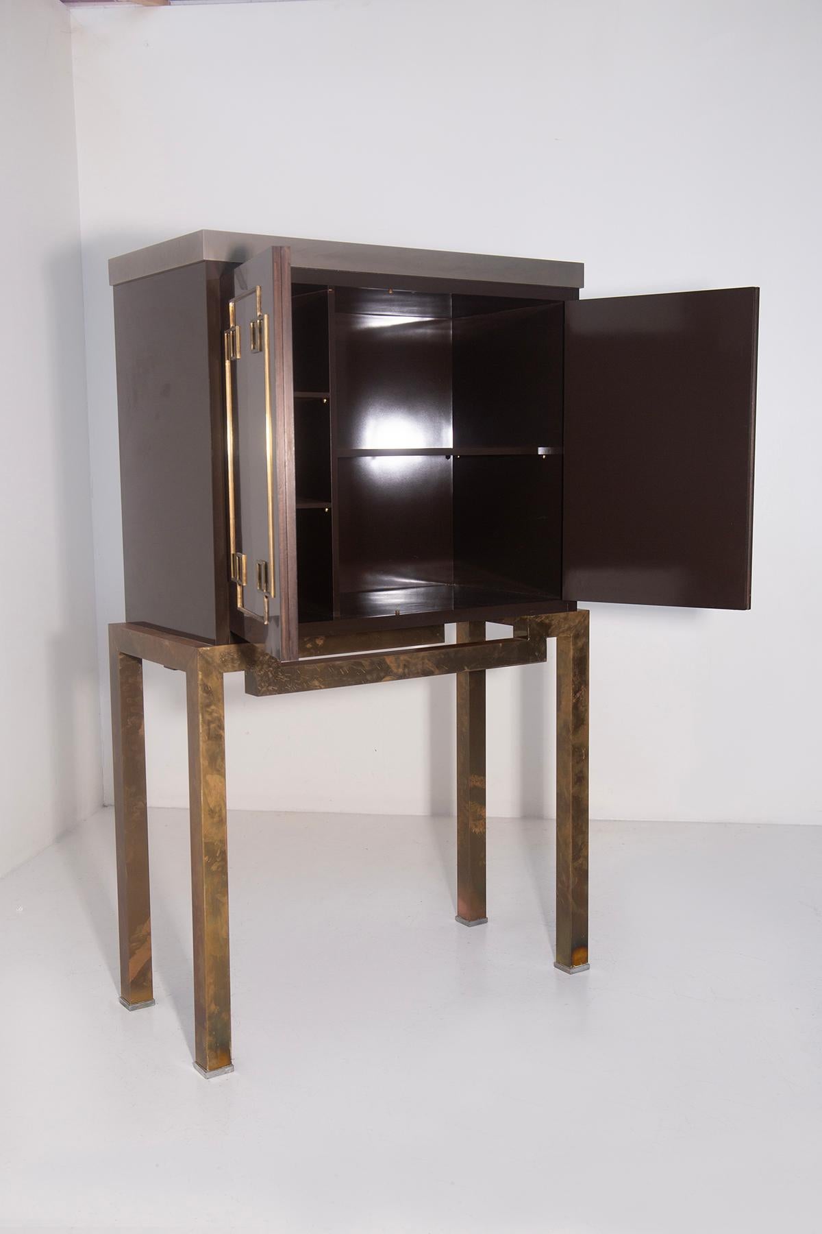 Vintage Italian brass bar cabinet in Art Decò style 1