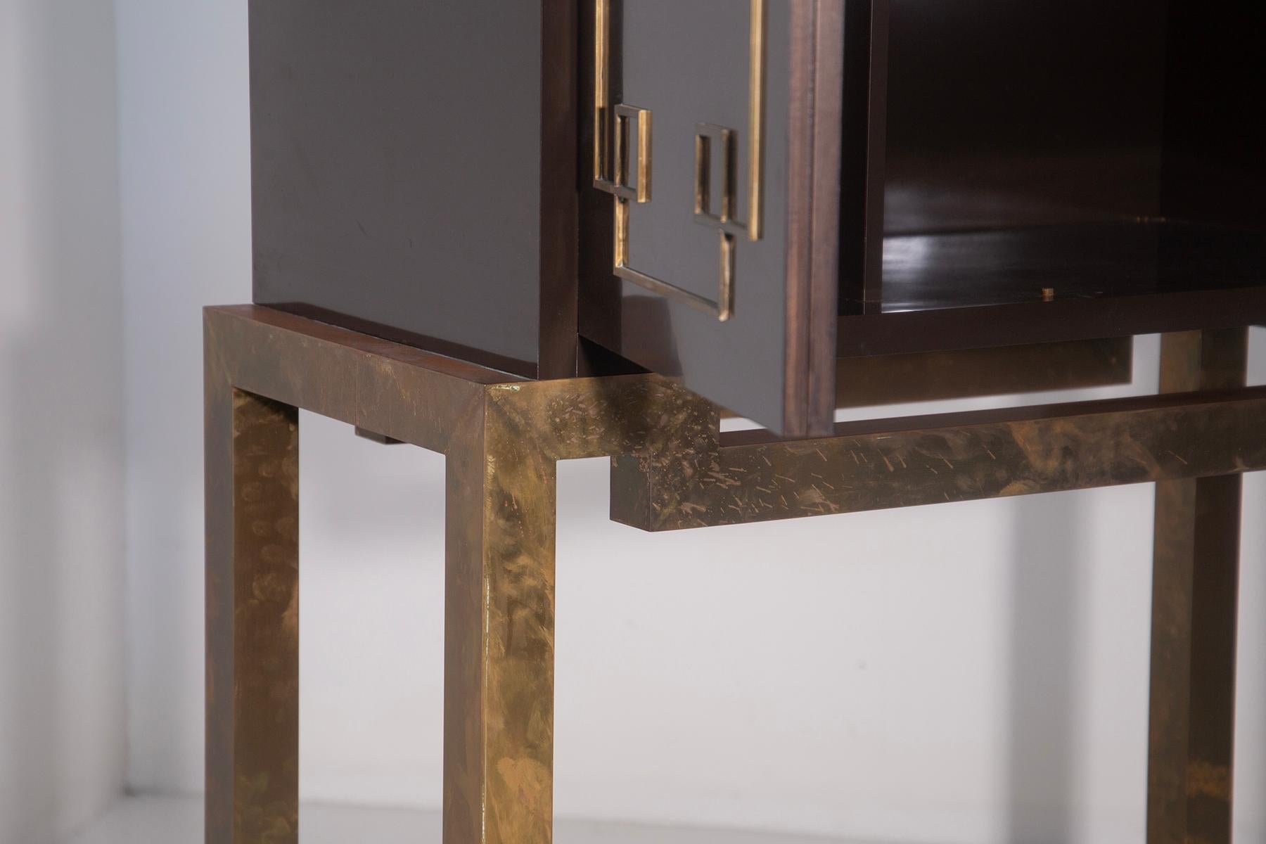 Vintage Italian brass bar cabinet in Art Decò style 2