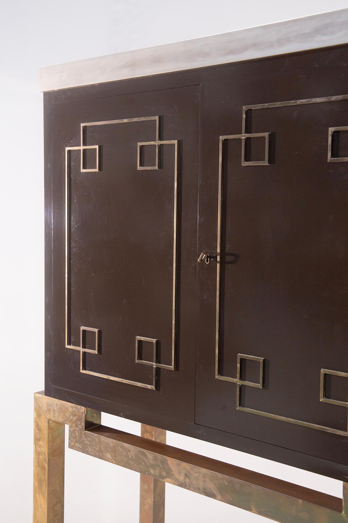 Vintage Italian brass bar cabinet in Art Decò style 3