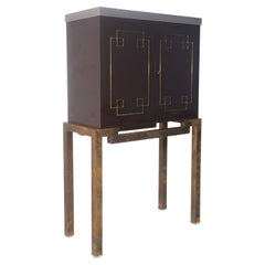 Vintage Italian brass bar cabinet in Art Decò style