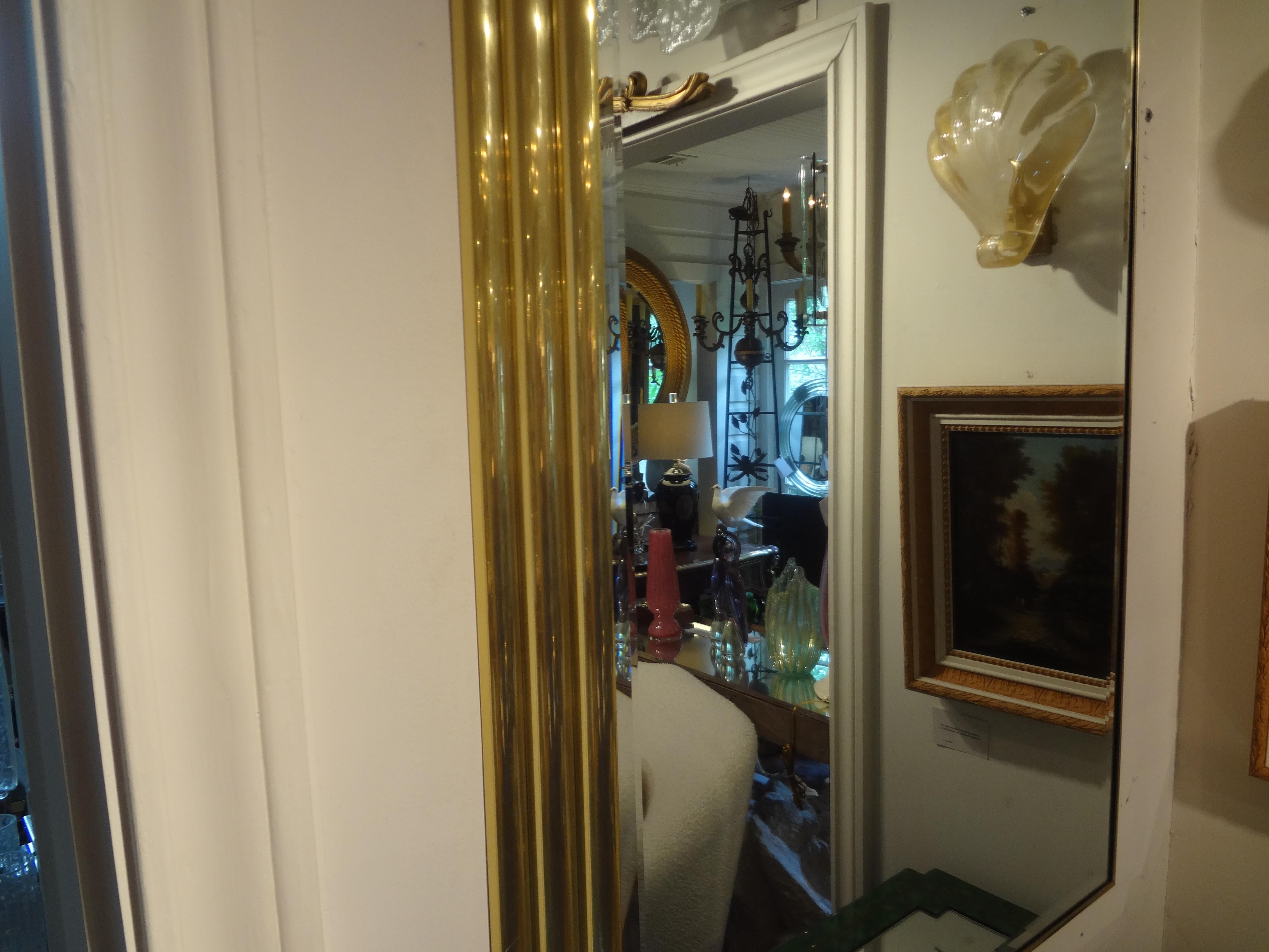 Mid-Century Modern Vintage Italian Brass Beveled Mirror