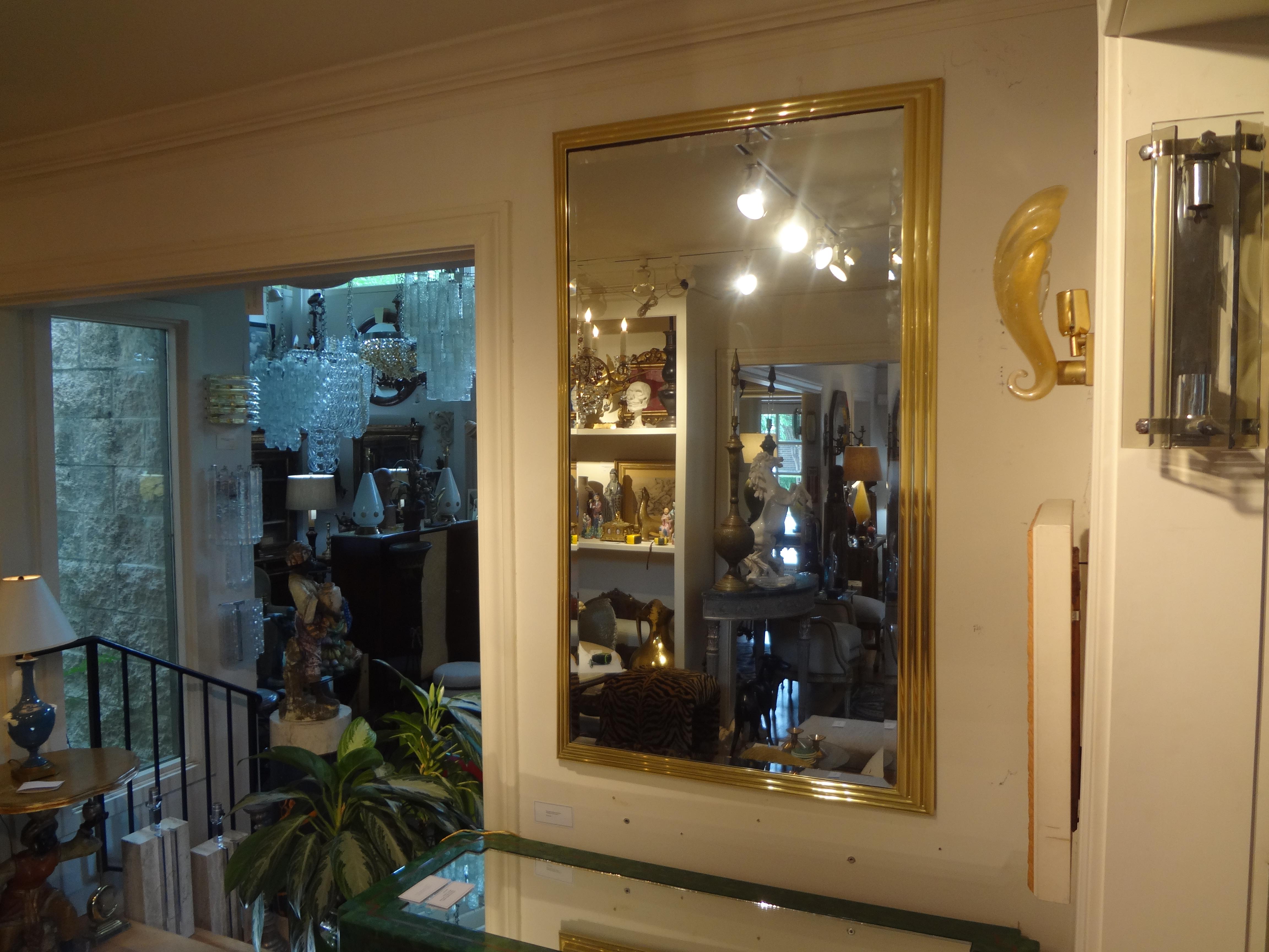Late 20th Century Vintage Italian Brass Beveled Mirror