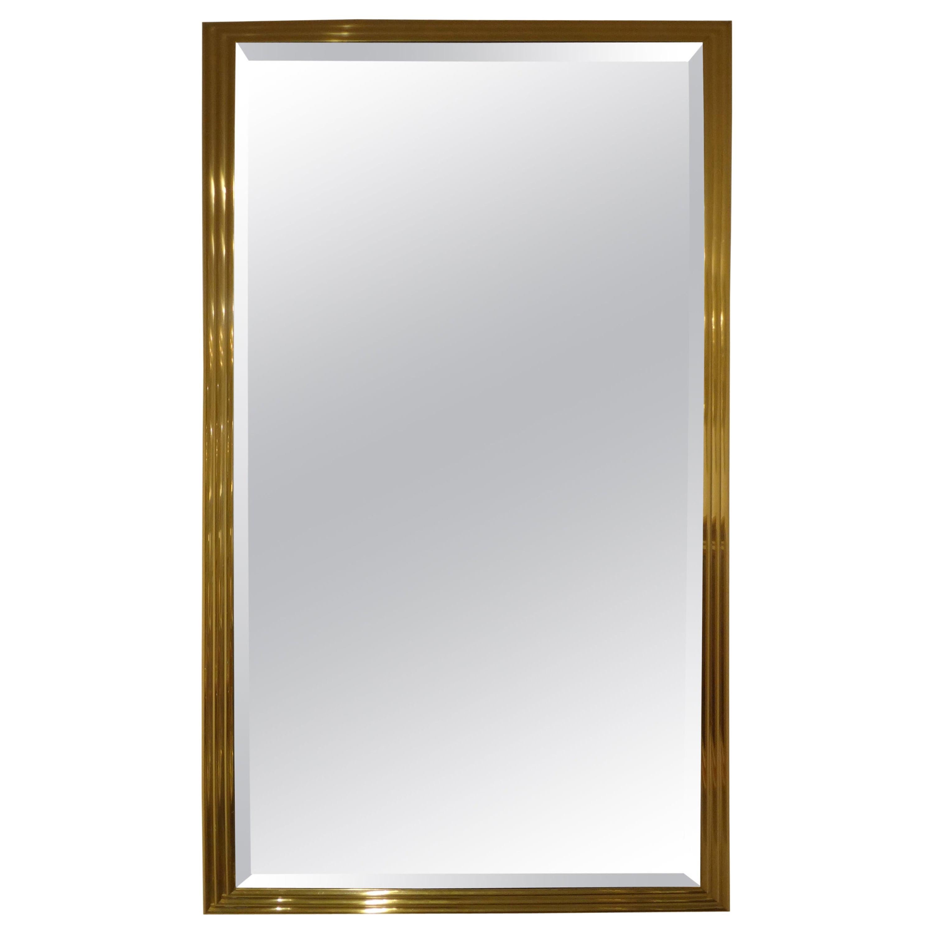 Italian Round Mirror in Brass by Arch. Augusto Savini For Sale at 1stDibs