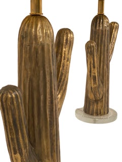 Vintage Italian Brass Cactus Lamps