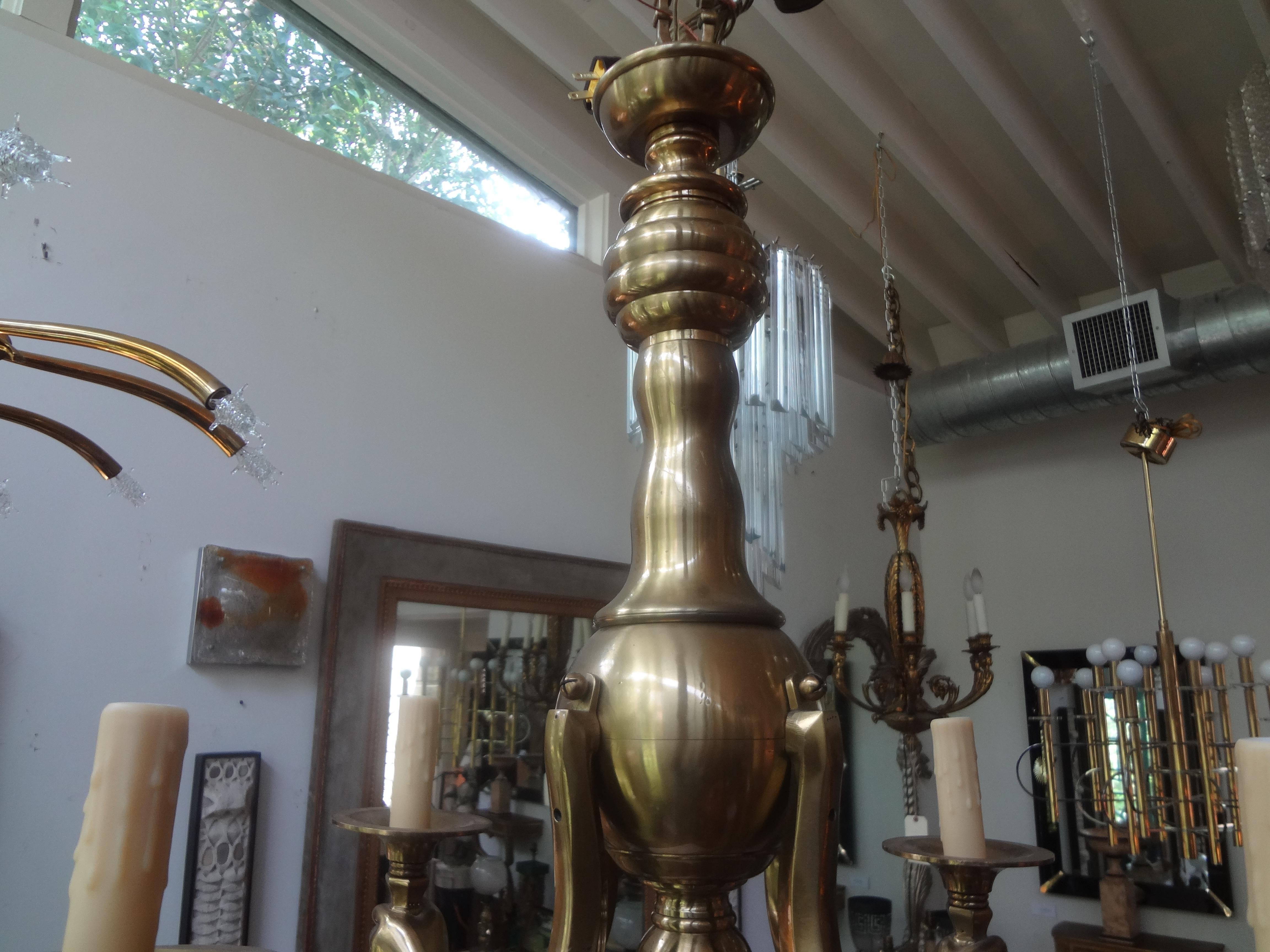 Vintage Italian Brass Chandelier with Hands 7