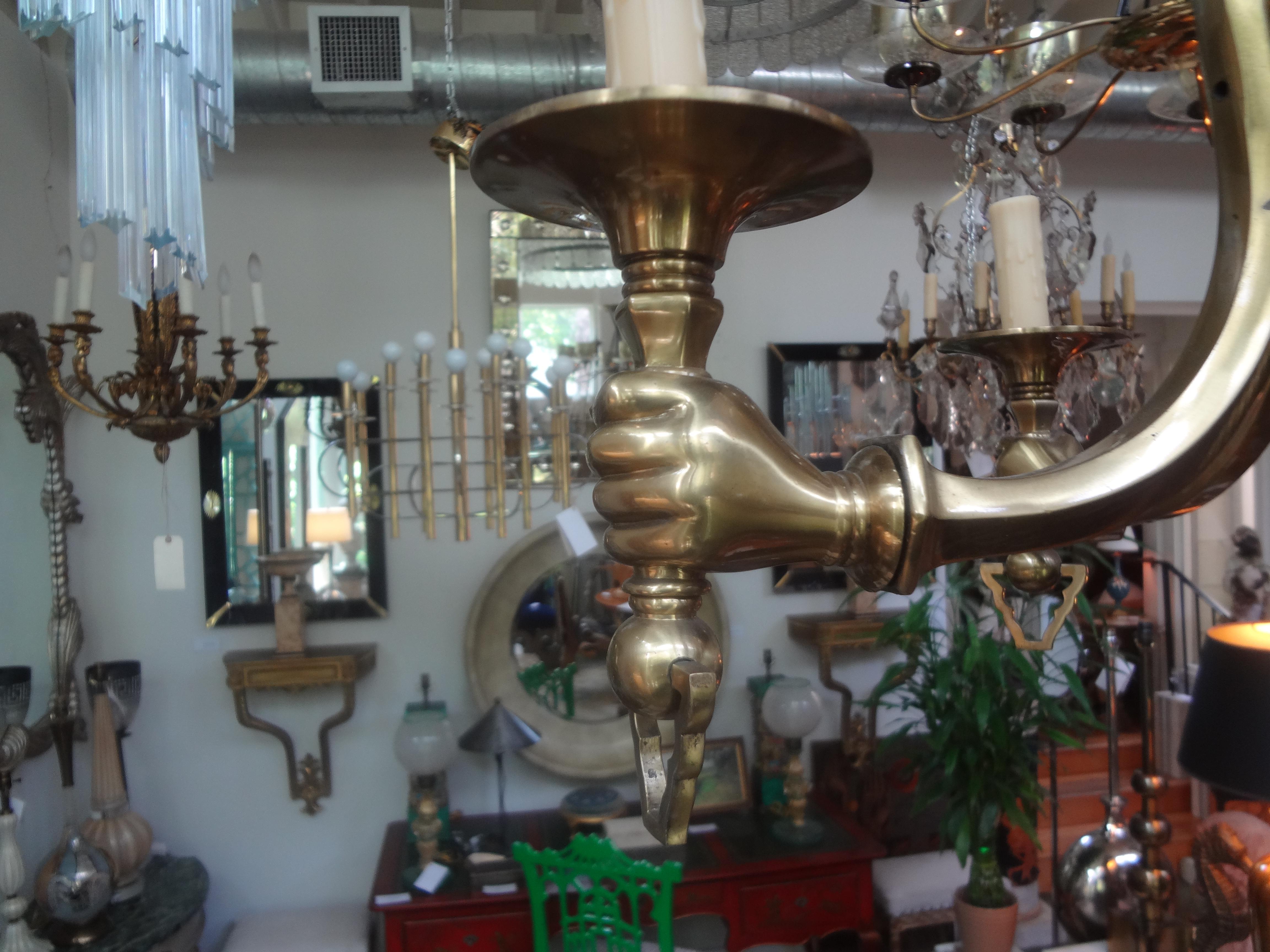 Late 20th Century Vintage Italian Brass Chandelier with Hands