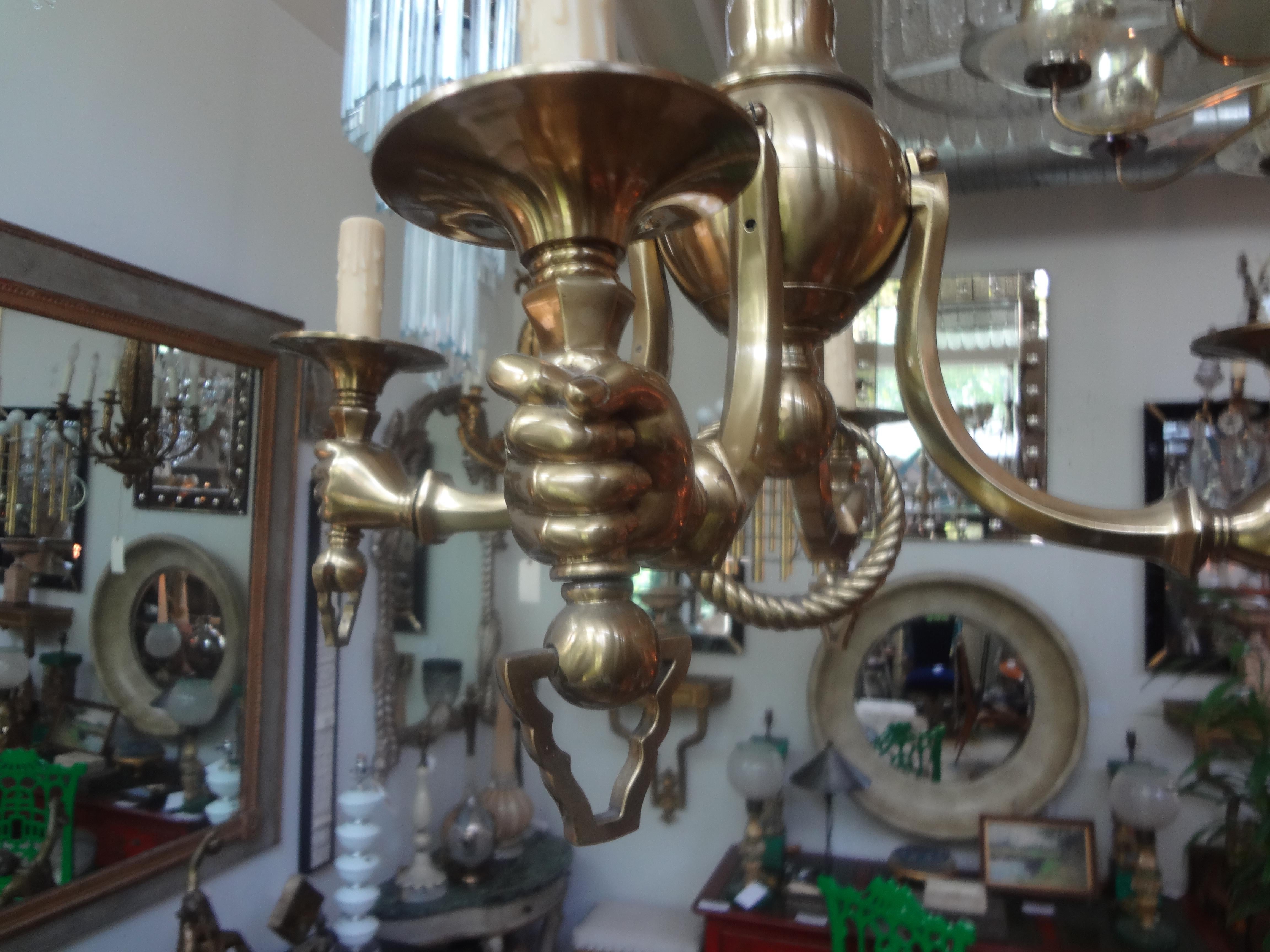 Vintage Italian Brass Chandelier with Hands 1