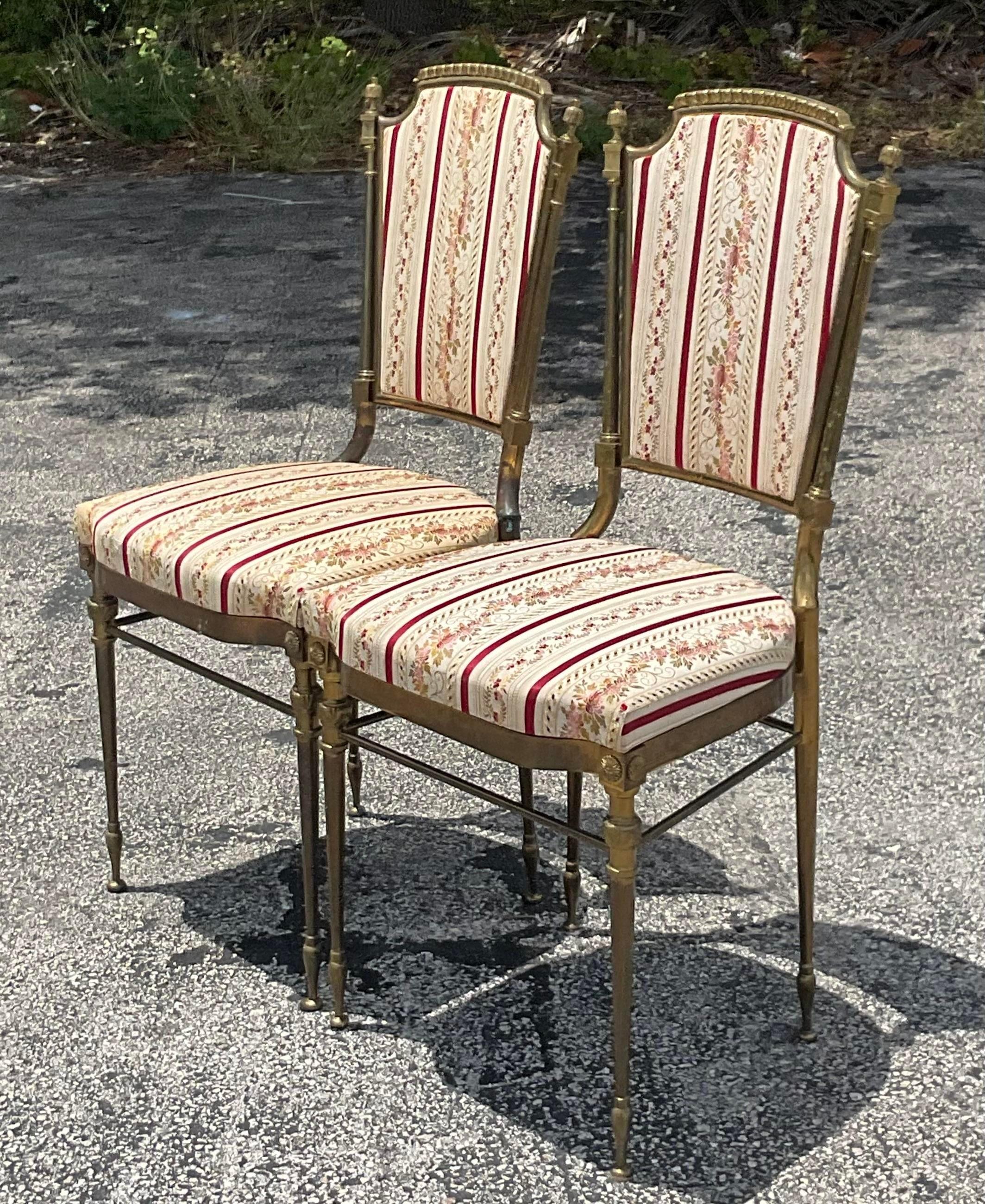Mid-Century Modern Vintage Italian Brass Charvari Chairs - a Pair For Sale