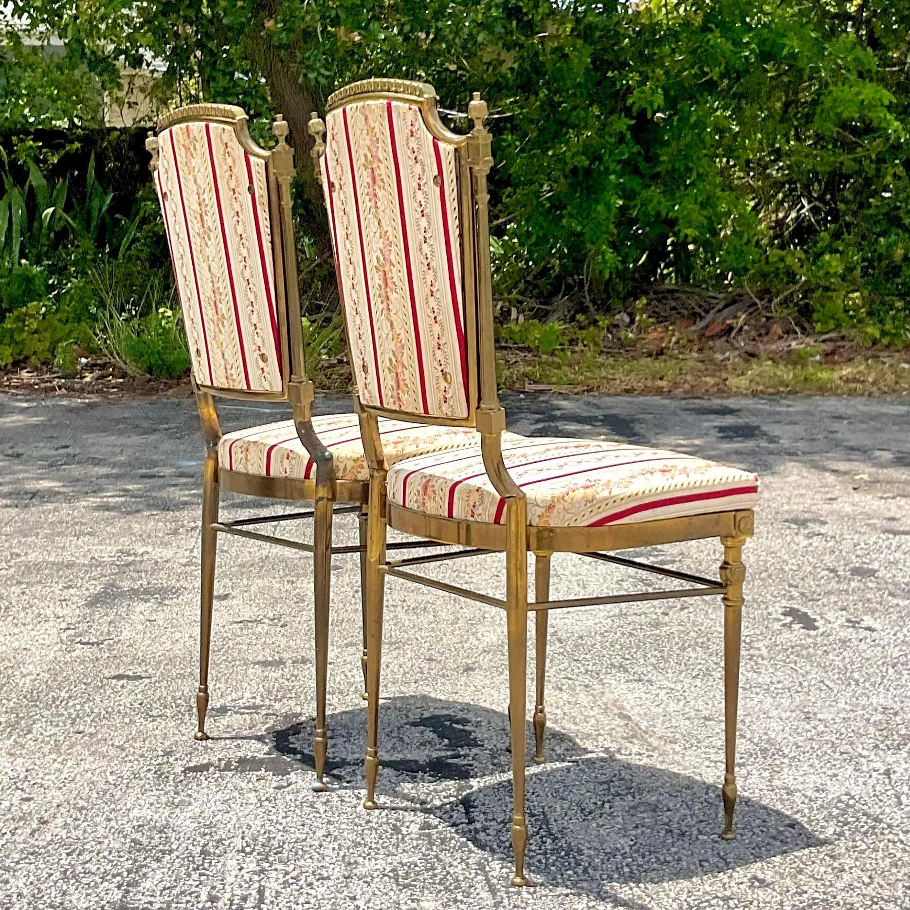 20th Century Vintage Italian Brass Charvari Chairs - a Pair For Sale