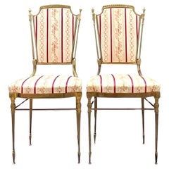 Retro Italian Brass Charvari Chairs - a Pair
