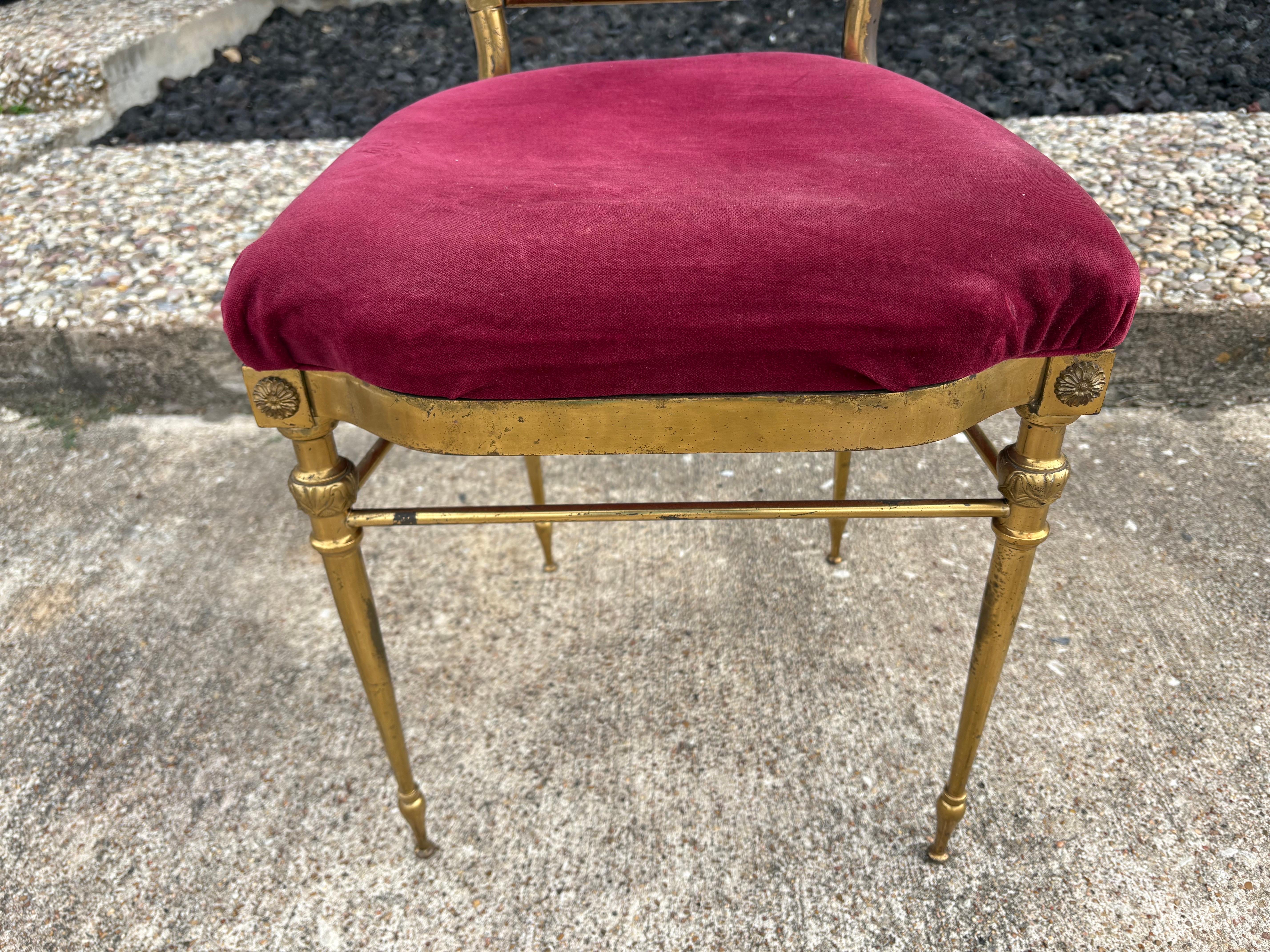 Vintage Italienisch Messing Chiavari Stuhl (Hollywood Regency) im Angebot