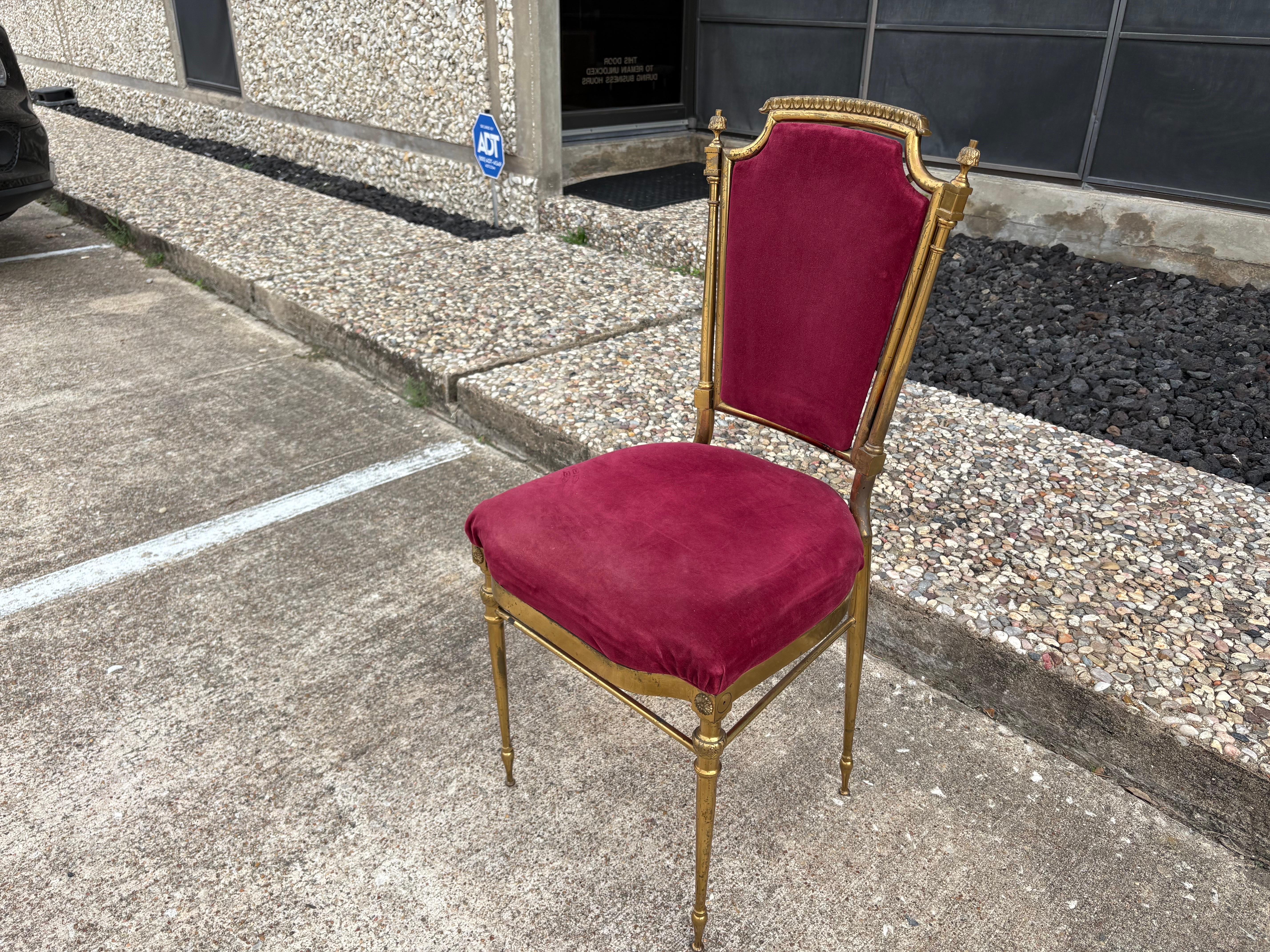 Vintage Italienisch Messing Chiavari Stuhl im Zustand „Gut“ im Angebot in Houston, TX