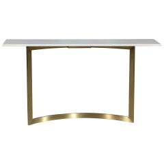 Vintage Italian Brass Console Table with Stone Top