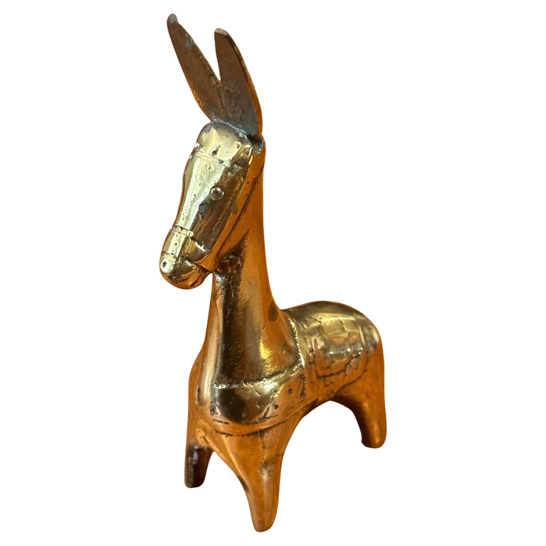 Vintage Italian Brass Donkey / Burro Paperweight or Sculpture