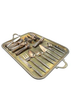 Vintage Italian Brass Flatware Set and Tray