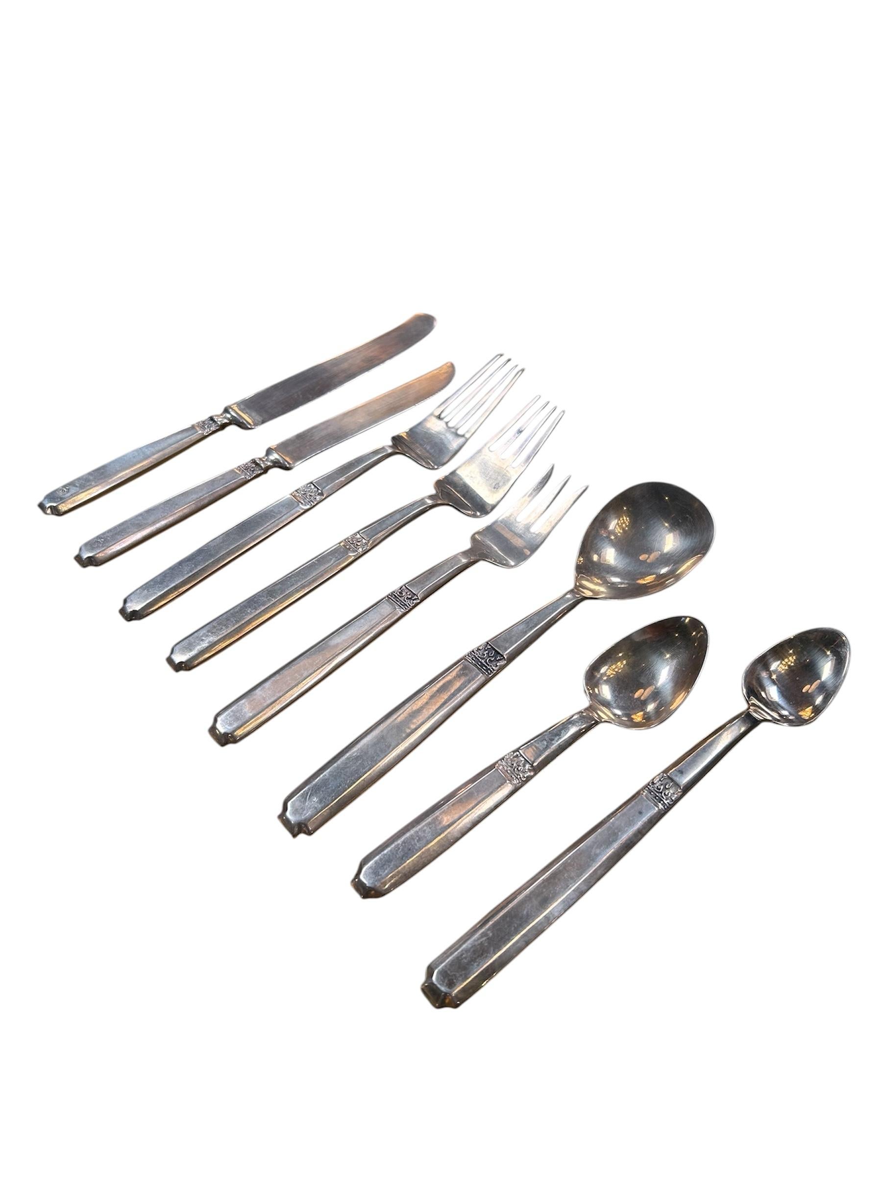 Vintage Italian Brass Flatware Set and Tray In Good Condition For Sale In Los Angeles, CA