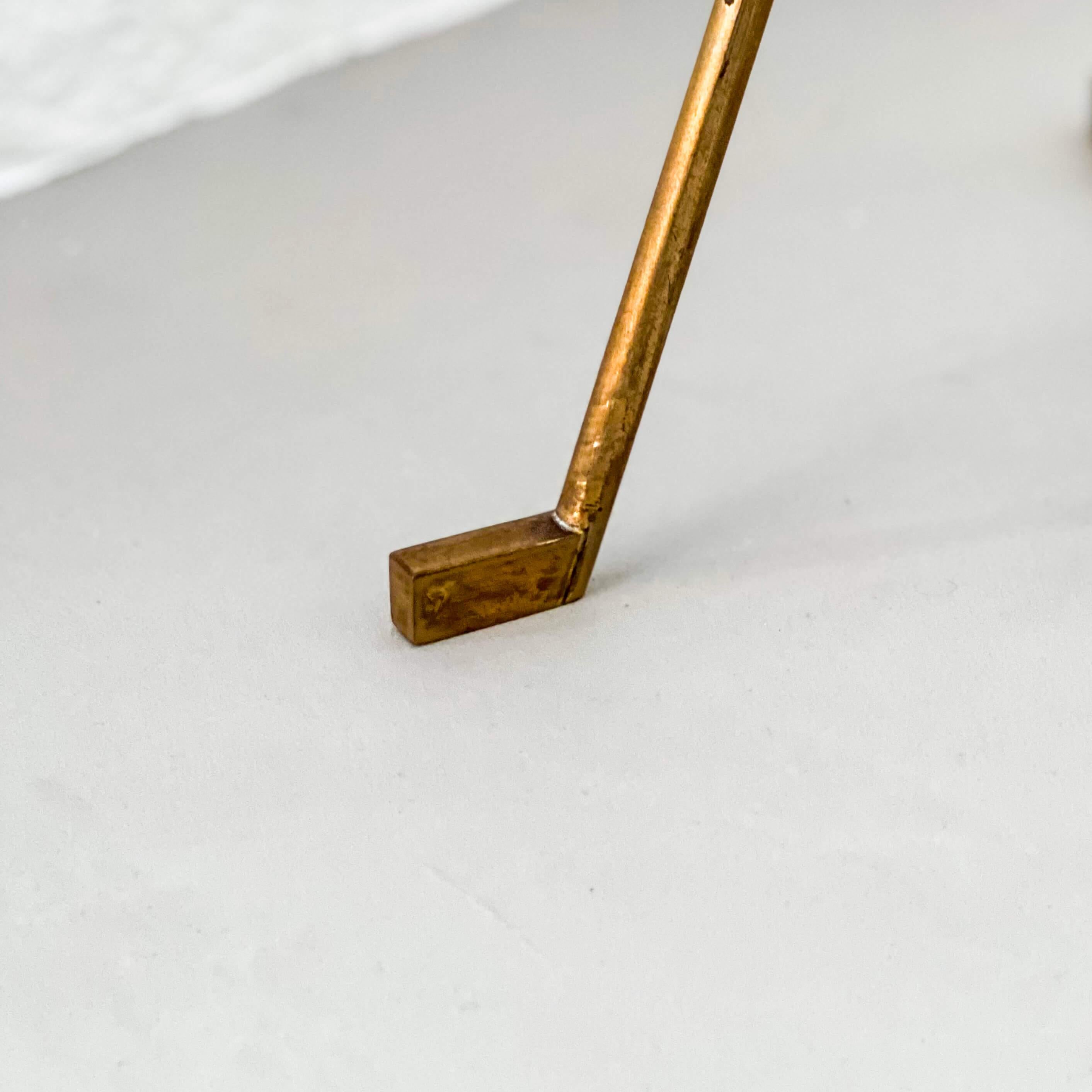 Vintage Italian Brass Floor Lamp in the style of Stilnovo, three legs, opaline For Sale 1