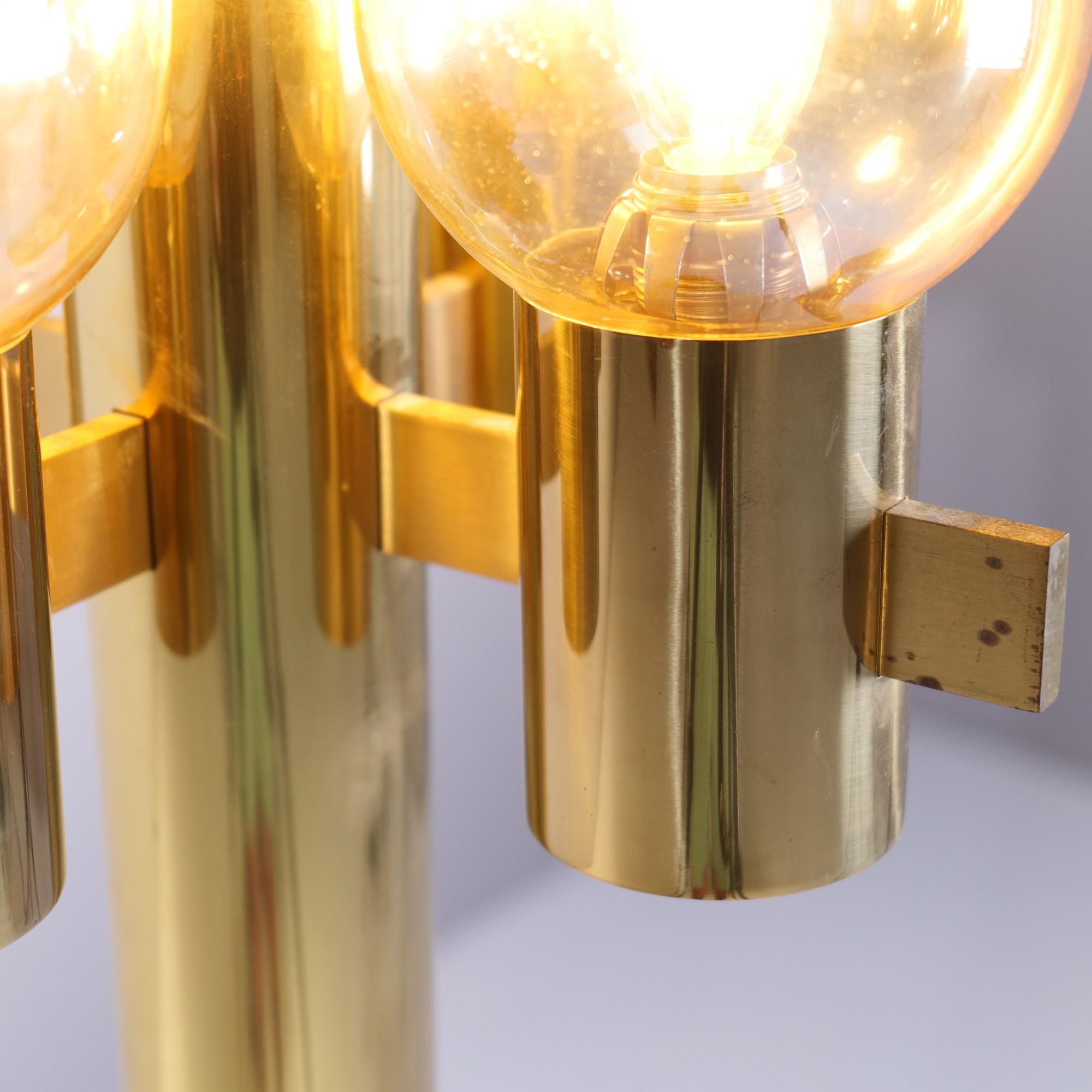 Hand-Crafted Vintage Italian Brass Floor Lamp with Murano Glass by Gaetano Sciolari For Sale
